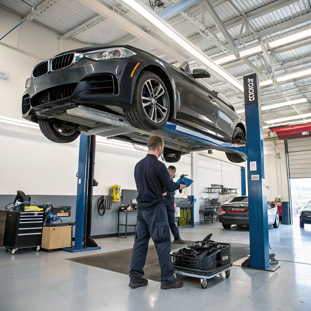 Johnathan Green's BMW receiving transmission service at PYRANVEX